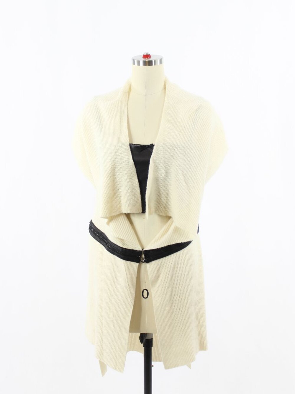 ROBERT RODRIGUEZ Ivory Wool Cashmere Knit Open Zipper Cardigan Sweater, Size XS